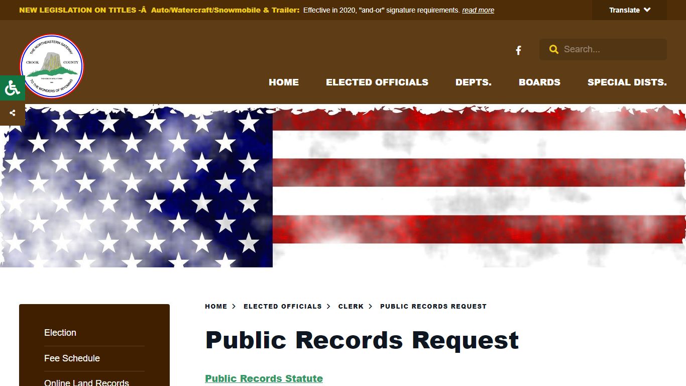Public Records Request - Crook County, Wyoming